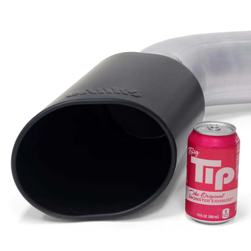 Banks Power 19-23 Dodge RAM Monster Exhaust 5.0in Single 6.7L MCSB DRW w/ SideKick Black Tip - Back View