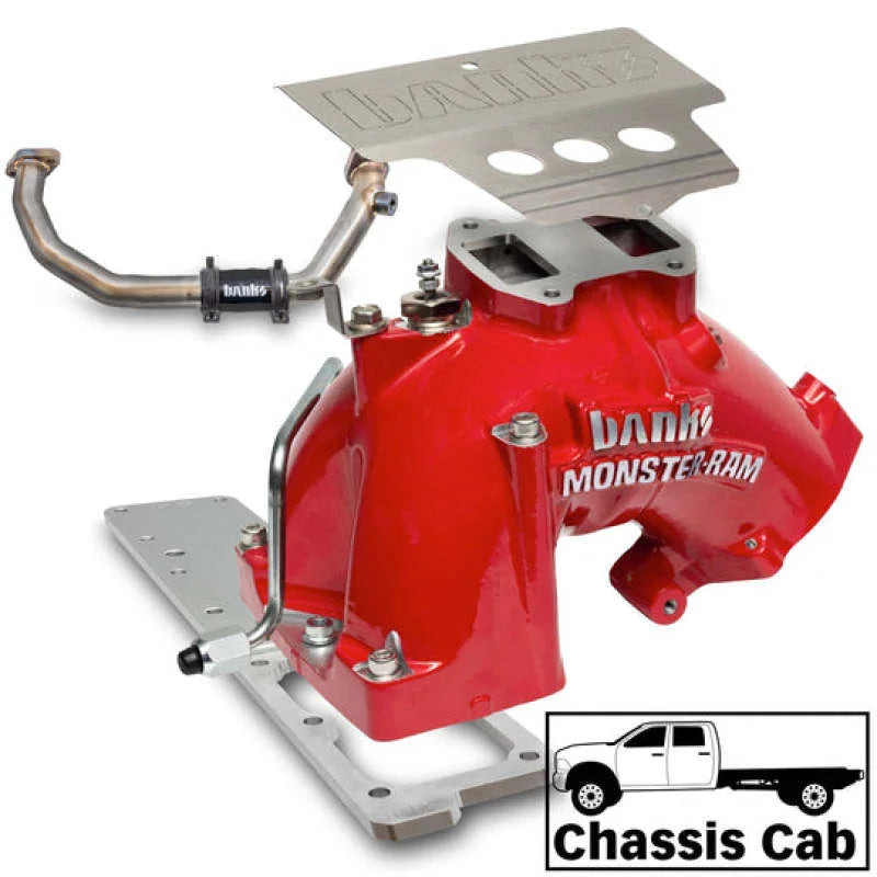 Banks Power 19-24 Ram 3500/4500/5500 6.7L Diesel Monster-Ram Intake System w/Fuel Line - Red - Back View