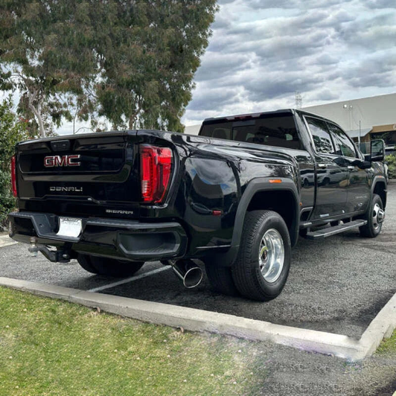 Banks Power 20-23 Chevy/GMC Duramax DRW Crew Cab 5.0in Monster Exhaust w/ S/S Chrome Tip - Side View