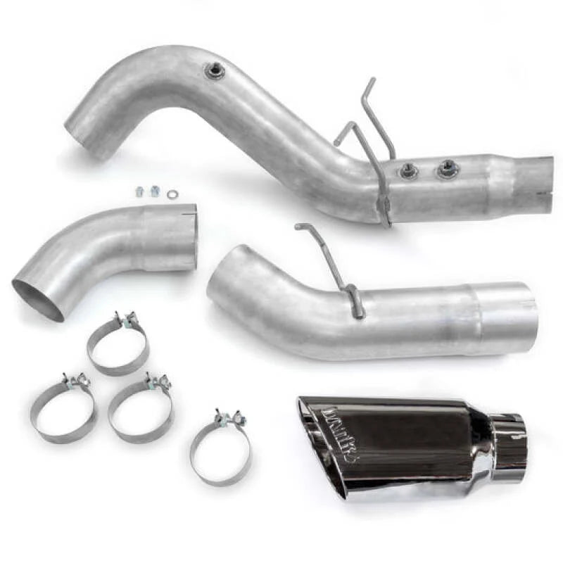 Banks Power 20-23 Chevy/GMC Duramax DRW Crew Cab 5.0in Monster Exhaust w/ S/S Chrome Tip - Back View