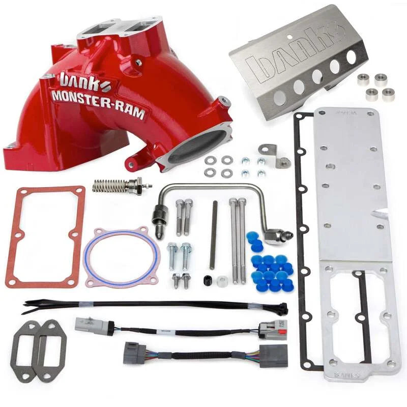 Banks Power 2007.5-2012 Ram 6.7L Monster-Ram Intake System Gen-2 w/Fuel Line - Red w/Heater System - Installation View