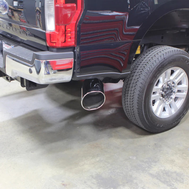Banks Power 2017 Ford 6.7L 5in Monster Exhaust System - Single Exhaust w/ Chrome Tip - Back View