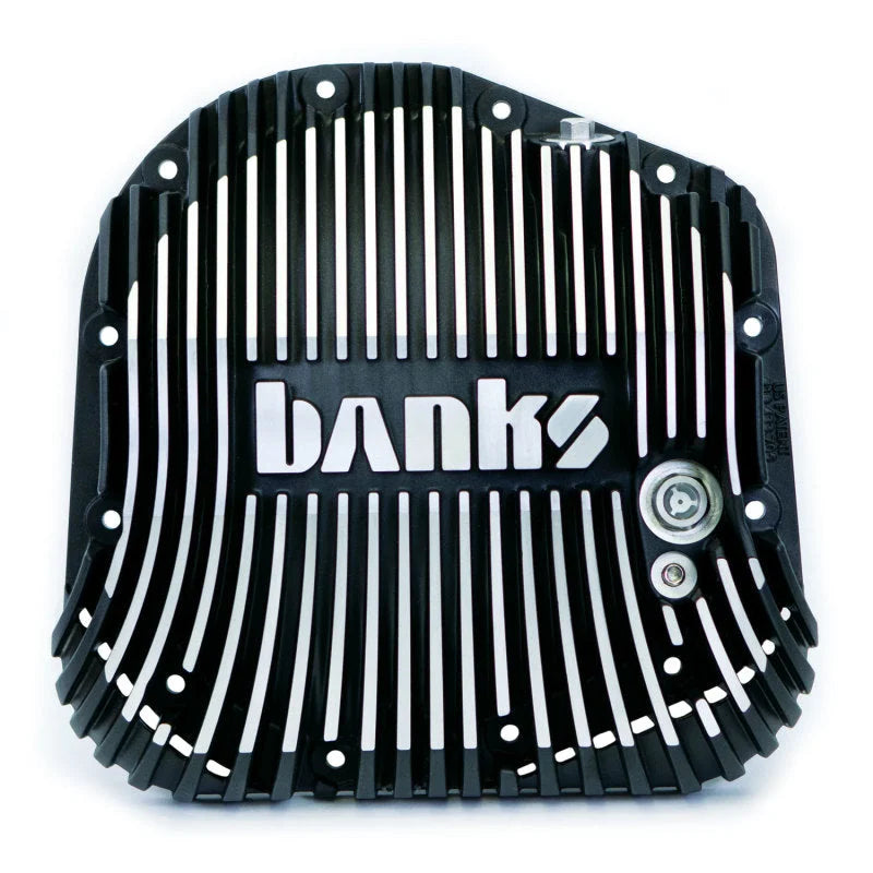 Banks Power 85-19 Ford F250/ F350 10.25in 12 Bolt Black Milled Differential Cover Kit - Side View