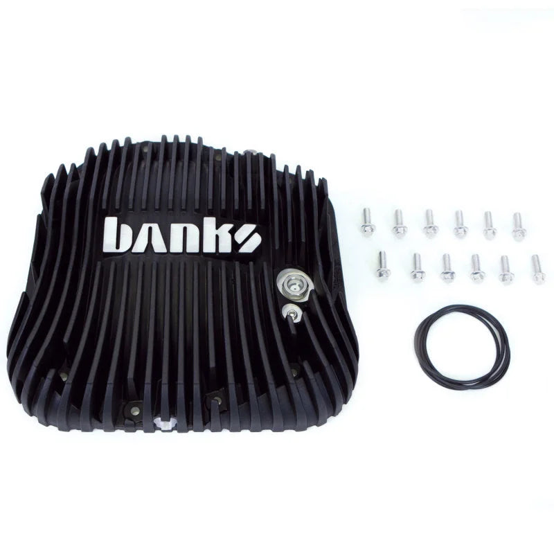 Banks Power 85-19 Ford F250/ F350 10.25in 12 Bolt Black-Ops Differential Cover Kit - Back View