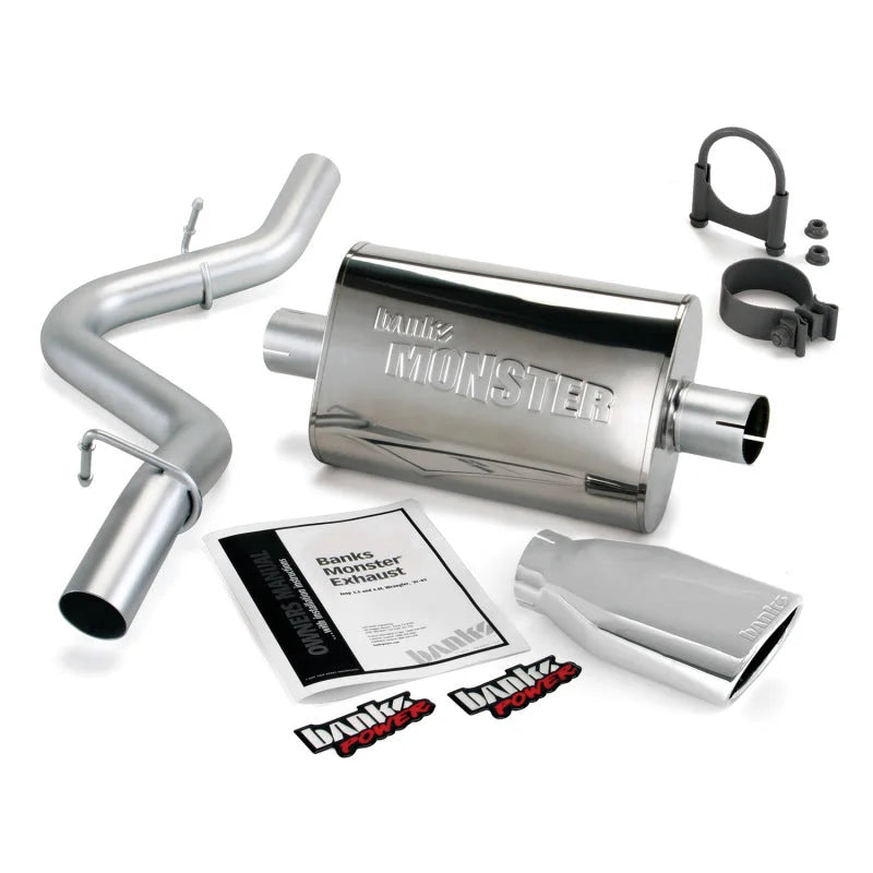 Banks Power 97-99 Jeep 2.5/4.0L Wrangler Slip Fit Cat Monster Exh Sys - SS Single Exh w/ Chrome Tip - Side View