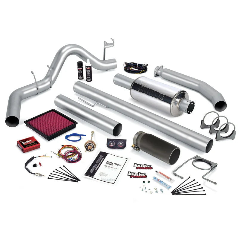 Banks Power 98 Dodge 5.9L Ext Cab Stinger System - SS Single Exhaust w/ Black Tip - Side View