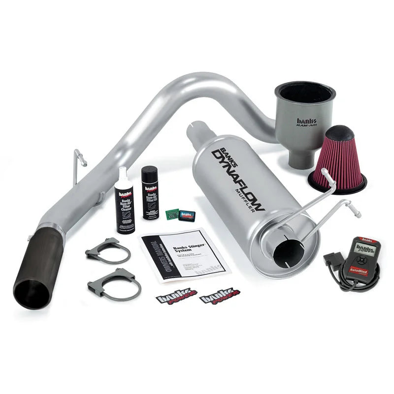Banks Power 99-04 Ford 6.8L Excursion Stinger System w/ AutoMind - SS Single Exhaust w/ Black Tip - Side View