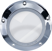 Load image into Gallery viewer, Barnett Derby Cover - Chrome/Clear - '99-'06 Big Twin 343-30-43006 - Side View