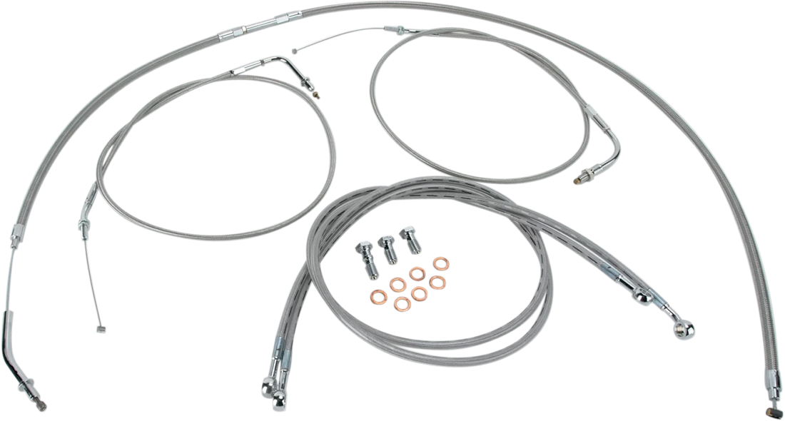 Baron Custom Accessories Cable Line Kit - 15" - 17" - '04 - '07 Roadstar - Stainless Steel BA-8022KT-16 - Side View