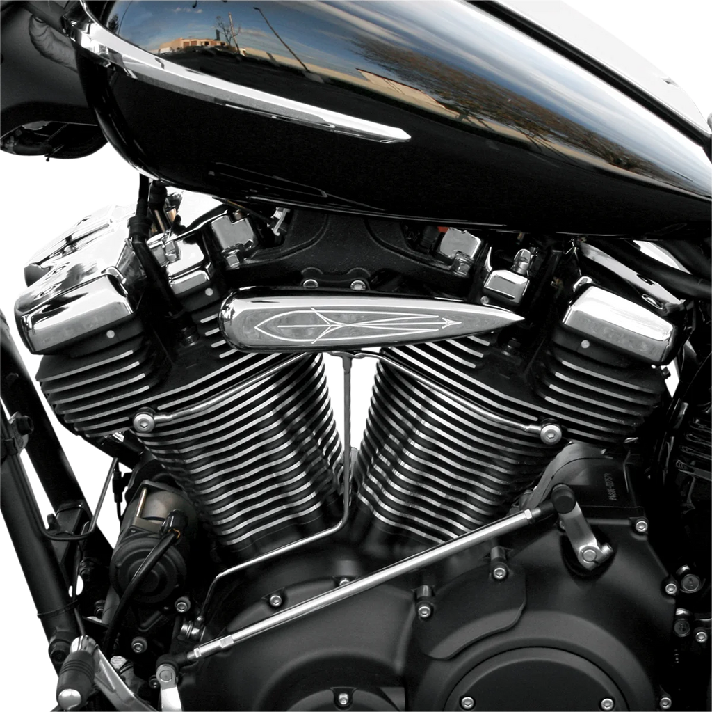 Baron Custom Accessories Cylinder Covers - Chrome - Comet Deco BA-7624-13 - Side View