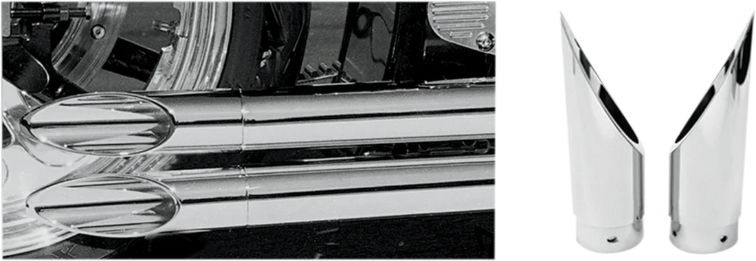 Baron Custom Accessories Family Jewel Exhaust Tip - Chrome - Xtreme Slash BA-1100-00 - Detail View