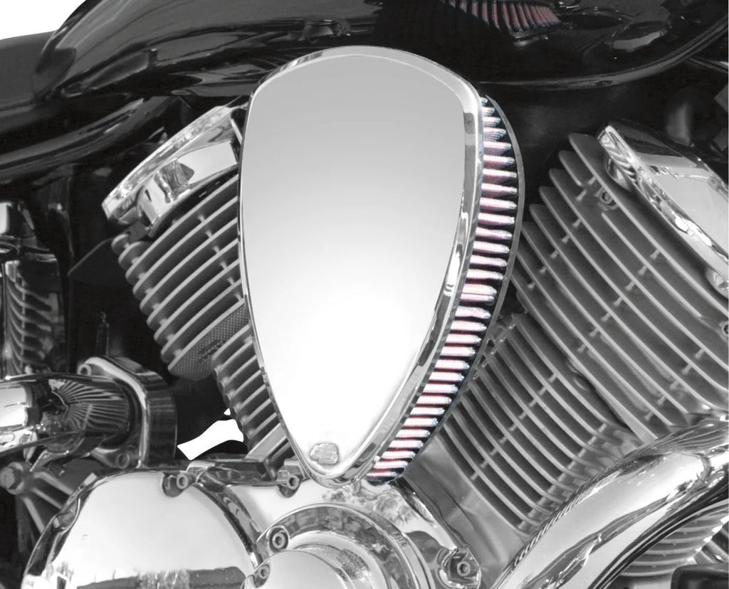 Baron Custom Accessories Replacement BAK Air Cleaner Cover - Smooth - Chrome BA-2800-00 - Side View
