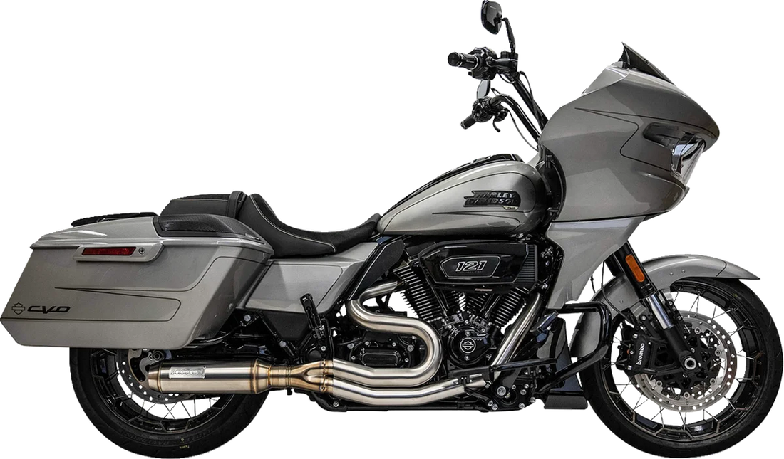 Bassani 2-into-1 Mid-Length Super Bike Exhaust System - Stainless Steel 1F98SS - Side View
