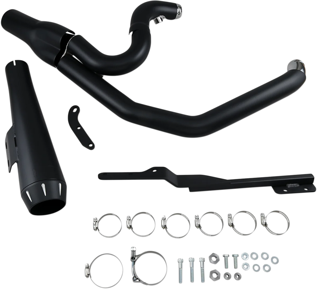 Bassani 2:1 Exhaust - Black - Megaphone - Short - '91-'05 FXD 13322R - Side View