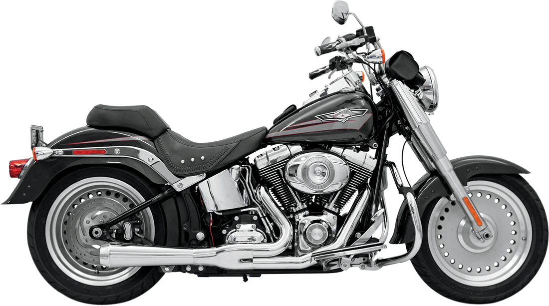 Bassani 2:1 Exhaust - Black - Short - Softail 12122J - Side View
