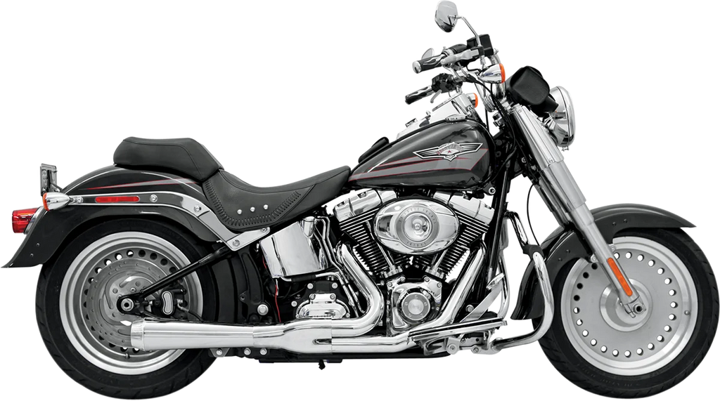 Bassani 2:1 Exhaust - Black - Short - Softail 12122J - Side View