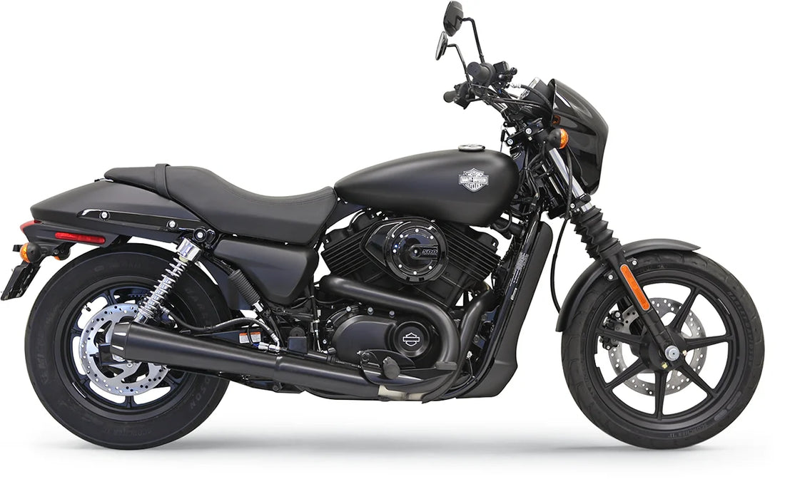 Bassani 4" Black Muffler - Straight - XG500/750 1587RB - Side View