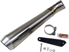 Load image into Gallery viewer, Bassani 4" Short Megaphone Muffler without Catalytic Converter - Low Mount 8F127SS - Side View