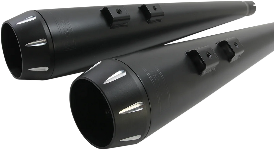 Bassani Down Under Exhaust - Black - Megaphone 1F66RB - Back View