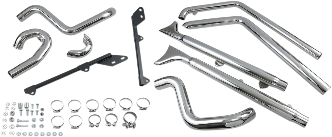 Bassani Fishtail Exhaust with Baffle - 33" - Softail 1S66E-33 - Side View