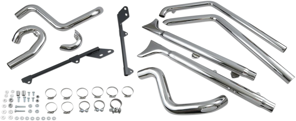 Bassani Fishtail Exhaust with Baffle - 33" - Softail 1S66E-33 - Side View