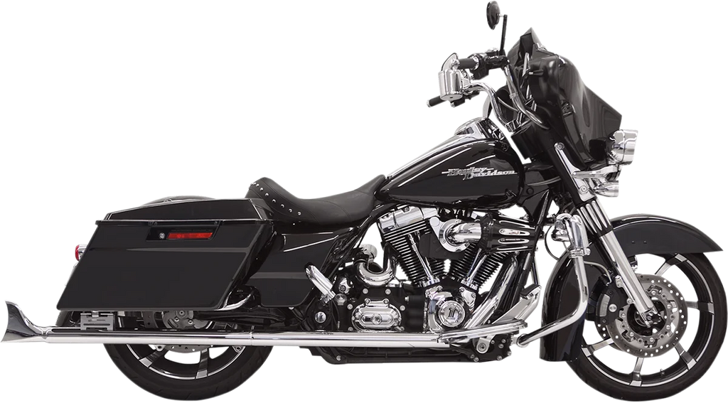 Bassani Fishtail Mufflers - Chrome - w/ Baffle - 33" - 95-'16 Touring 1F27E33 - Side View