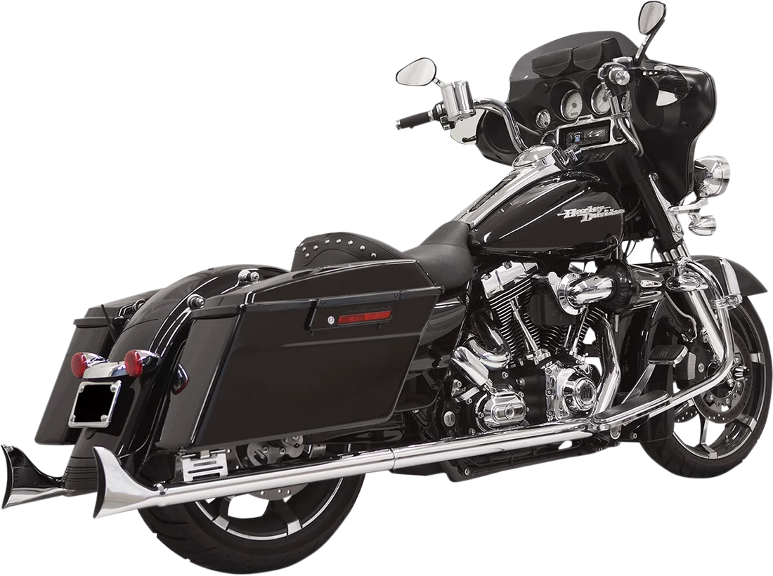 Bassani Fishtail Mufflers - Chrome - w/ Baffle - 36" - 95-'16 Touring 1F27E36 - Side View