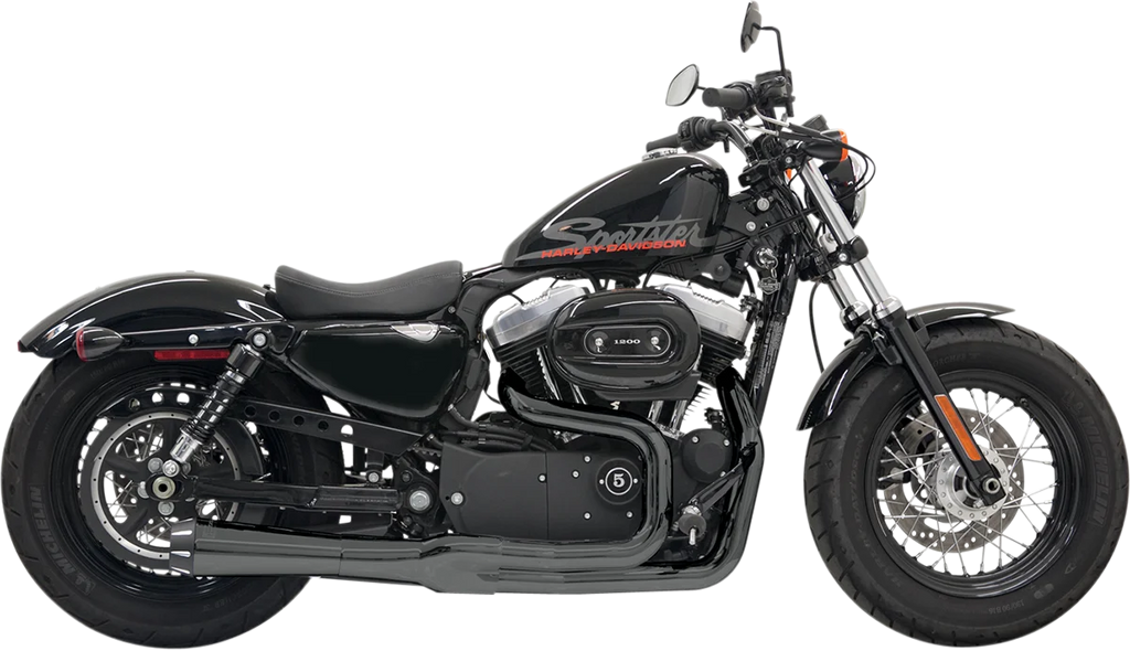 Bassani Mega Power Exhaust - Black - Short - '04-'13 XL with Mid/Forward Controls 1X22RB - Main Product View