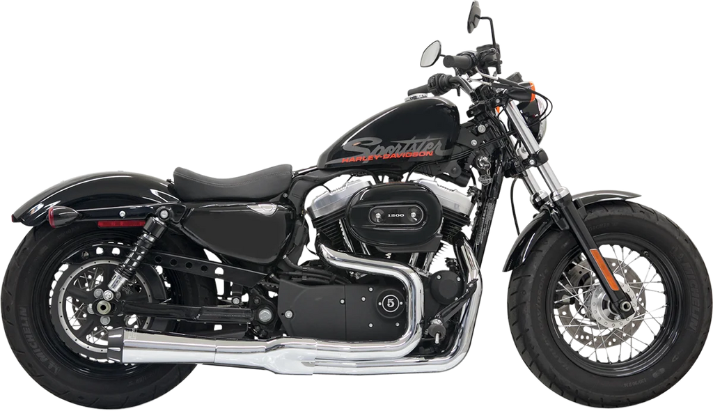 Bassani Mega Power Exhaust - Chrome - Short - '04-'13 XL with Mid/Forward Controls 1X22R - Main Product View