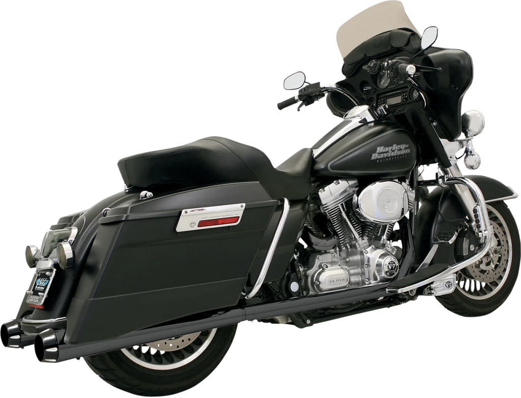 Bassani Megaphone Mufflers - Blk/Blk - Fluted - Performance Baffle FLH-517LRB - Main Product View