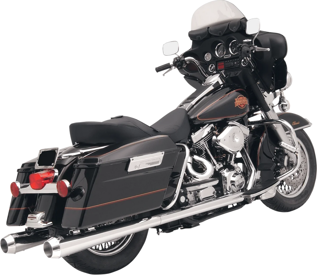 Bassani Megaphone Mufflers - Blk/Blk - Fluted - Performance Baffle FLH-517LRB - Side View