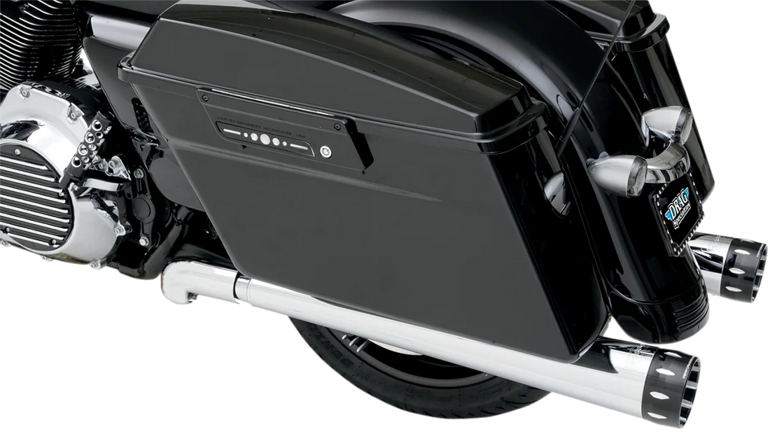 Bassani Megaphone Mufflers - Chr/Pol - Tapered - Performance Baffle FLH-517L - Side View