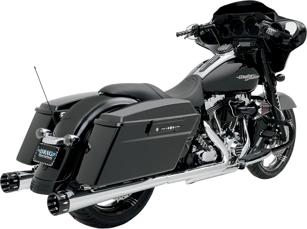 Bassani Megaphone Mufflers - Chr/Pol - Tapered - Performance Baffle FLH-517L - Back View