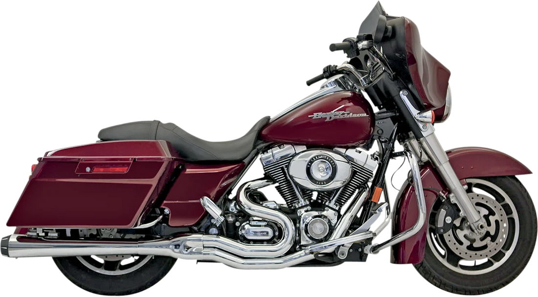 Bassani Megapower 2:1 Exhaust - 1-3/4" to 1-7/8" to 2" - Black FLH-767B - Side View
