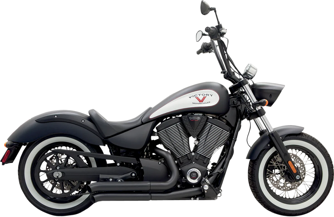 Bassani Pro-Street Exhaust - Black - Turnout 6V23DB - Back View