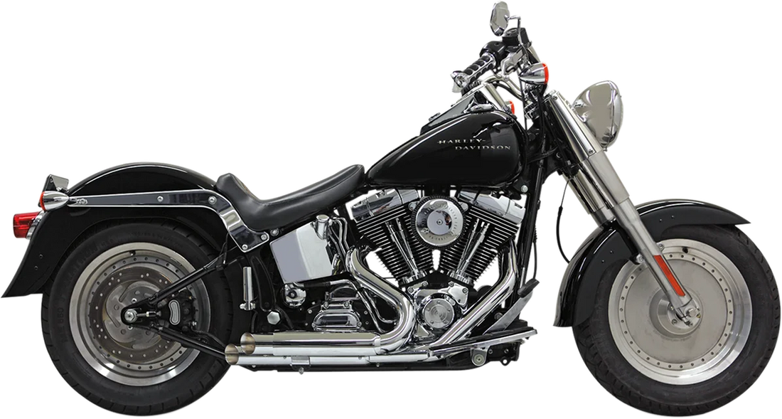 Bassani Pro Street Exhaust - Chrome - Turn Out - '86-'17 Softail 1S24D - Side View