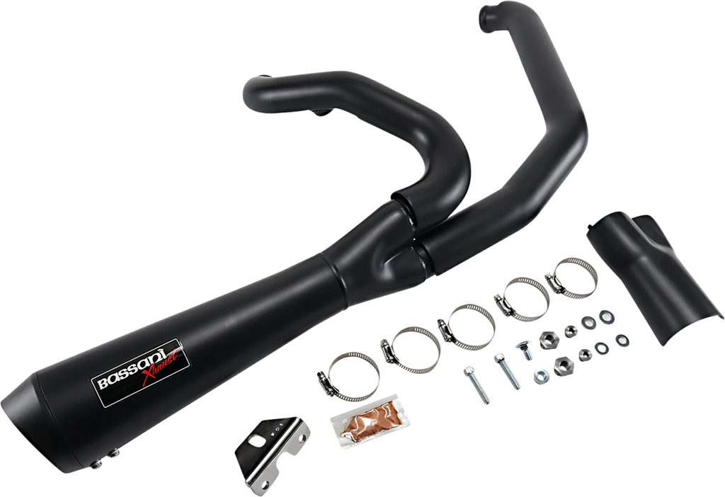 Bassani Short 2:1 Exhaust for FL - Black 1F42RB - Side View