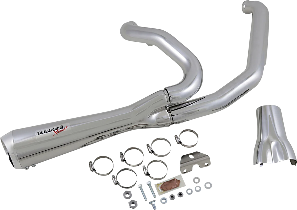Bassani Short 2:1 Exhaust for FL - Chrome 1F42R - Side View