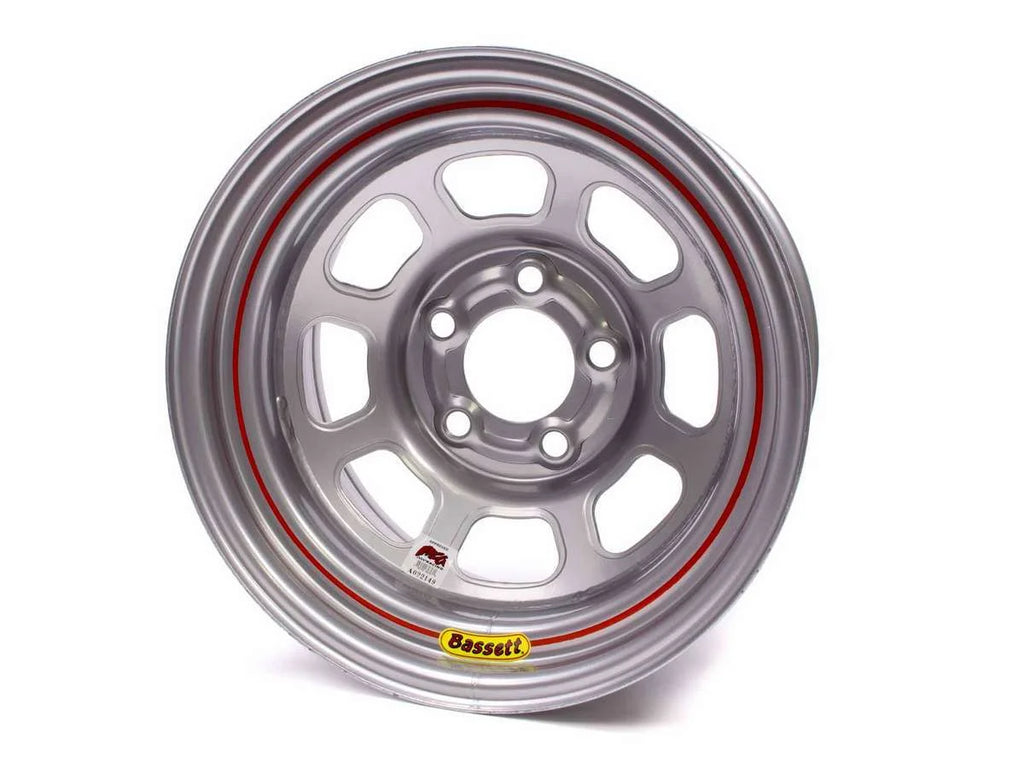 Bassett 15X8 IMCA Wheel D-Hole Silver 5x5 58D51IS