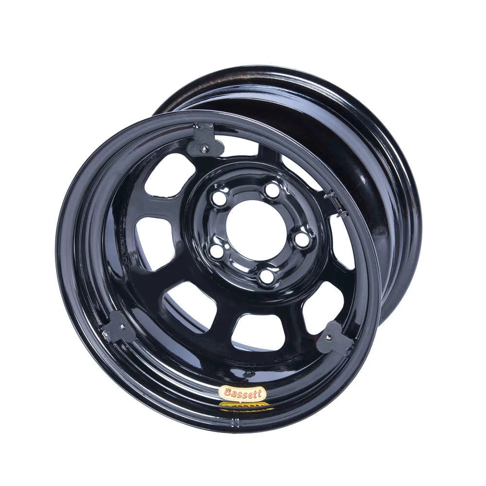 Bassett 15x8 IMCA Wheel D-Hole Black 5x5 w/ Tabs 58D52IRING