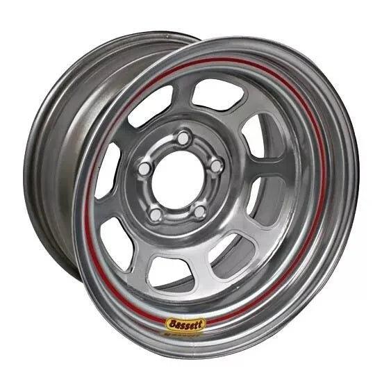 Bassett Wheel 15x7 5x4.5 2in BS Silver Spun 57SF2S