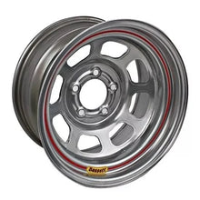 Load image into Gallery viewer, Bassett Wheel 15x7 5x4.5 3.75in BS Silver Spun 57SF375S