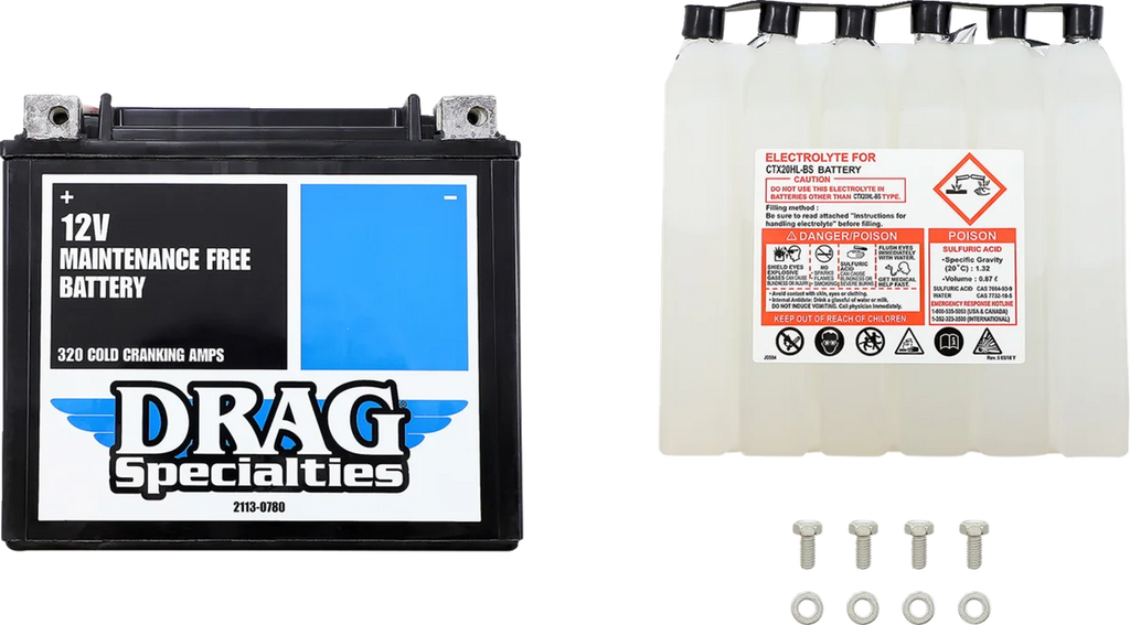 Battery - YTX20HBSFT DragSpecialties CTX20H-BS FT - Side View