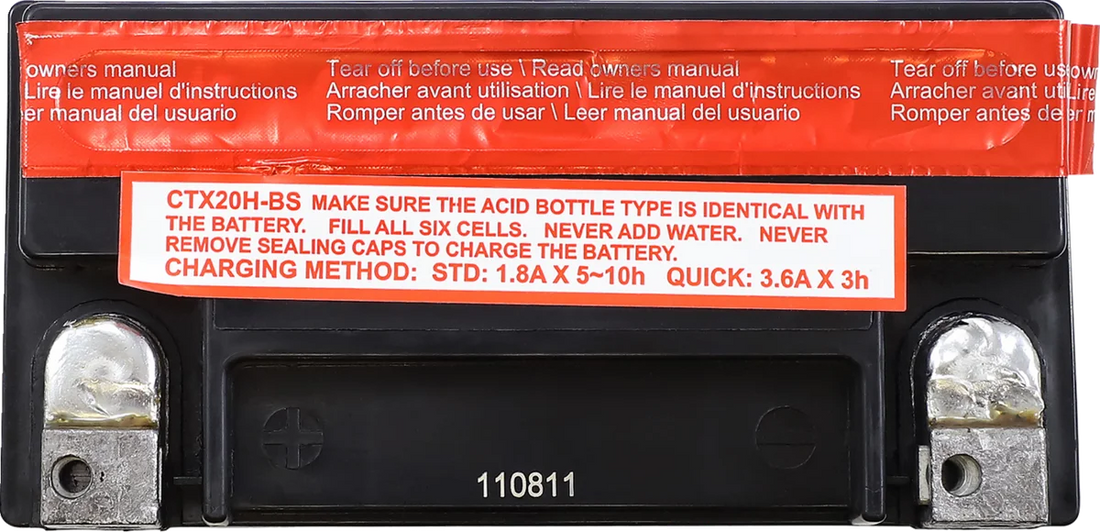 Battery - YTX20HBSFT DragSpecialties CTX20H-BS FT - Back View