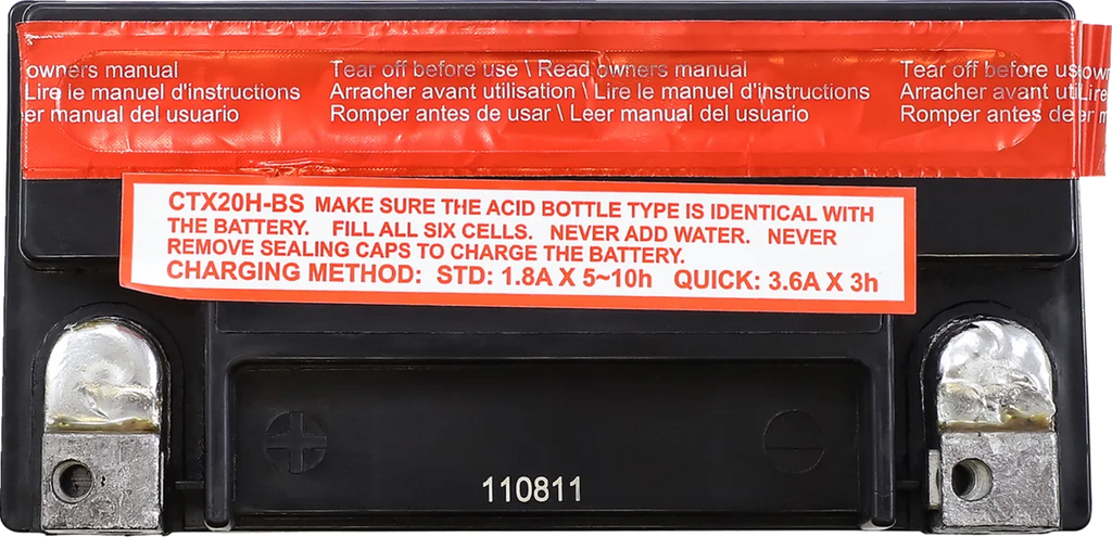 Battery - YTX20HBSFT DragSpecialties CTX20H-BS FT - Back View