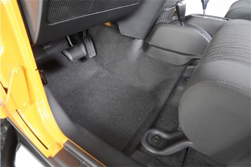 BedRug 07-10 Jeep JK 2Dr Front 3pc BedTred Floor Kit (Incl Heat Shields) - Installation View