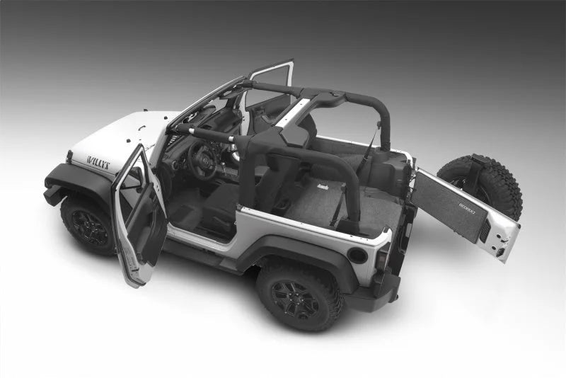 BedRug 07-10 Jeep JK 2Dr Front 3pc Floor Kit (Incl Heat Shields) - Back View