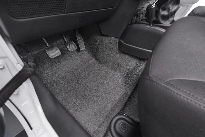 BedRug 11-16 Jeep JK 2Dr Front 3pc BedTred Floor Kit (Incl Heat Shields) - Side View