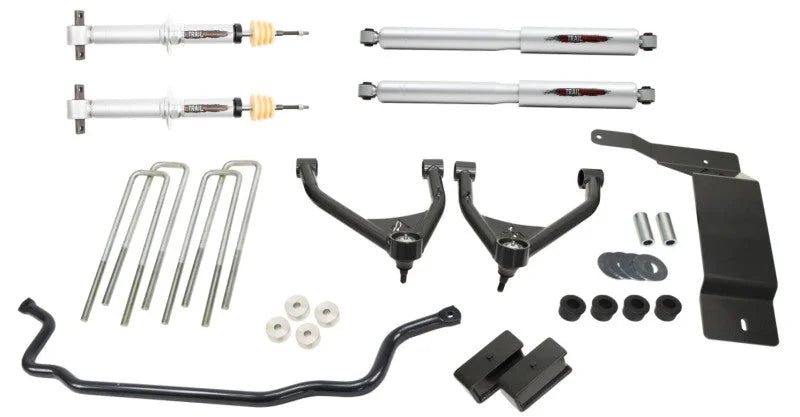 Belltech 07-13 Silverado / Sierra 1500 4WD Ext & Crew Cab 4in Trail Perf Lift Kit w/ Front Sway Bar - Side View