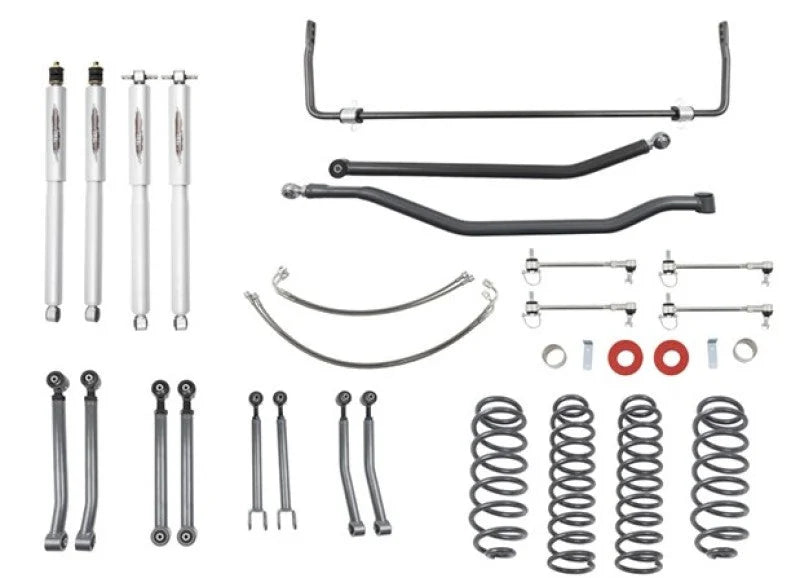 Belltech 07-17 Jeep Wrangler Rubicon Unlimited JK 4dr 4in Trail Perf Lift Kit w/ Rear Sway Bar - Side View
